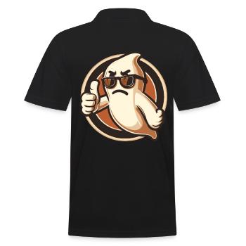 Cool Ghost Gives Proper Respect Halloween Party - Men's Polo Shirt - black - Back - Kai (181cm)