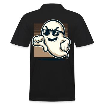 Cool Ghost Gives Thumbs Down Funny Halloween - Men's Polo Shirt - black - Back - Kai (181cm)