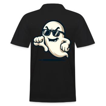 Cool Ghost Gives Thumbs Down Funny Halloween - Men's Polo Shirt - black - Back - Kai (181cm)