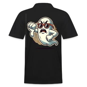 Cool Ghost gives thumbs down Halloween ghost - Men's Polo Shirt - black - Back - Kai (181cm)