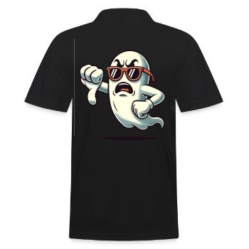 Cool Ghost Gives Thumbs Down Funny Halloween - Men's Polo Shirt - black - Back - Kai (181cm)