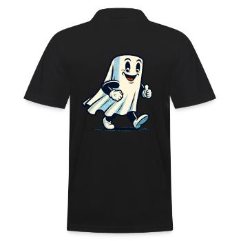 Funny Vintage Ghost Retro Art Style - Männer Poloshirt - Schwarz - Hinten - Kai (181cm)