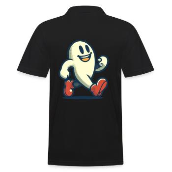 Funny Vintage Ghost Retro Art Style - Men's Polo Shirt - black - Back - Kai (181cm)