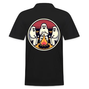 Ghosts at the campfire campsite Lustige - Men's Polo Shirt - black - Back - Kai (181cm)