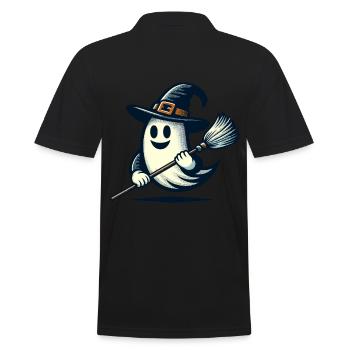 Lustiger Hexengeist Hexenbesen Halloween Spaß - Männer Poloshirt - Schwarz - Hinten - Kai (181cm)