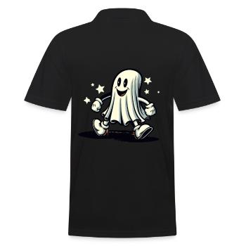 Funny Vintage Ghost Retro Art Style Halloween - Männer Poloshirt - Schwarz - Hinten - Kai (181cm)