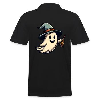Funny Witch Ghost Witch Broom Halloween Party - Men's Polo Shirt - black - Back - Kai (181cm)