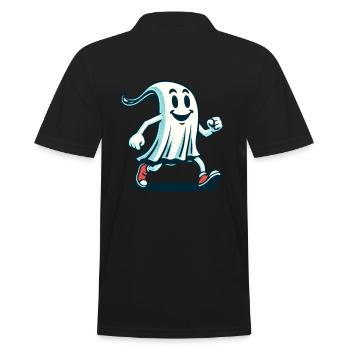 Lustiger Vintage Geist Retro Kunststil - Männer Poloshirt - Schwarz - Hinten - Kai (181cm)