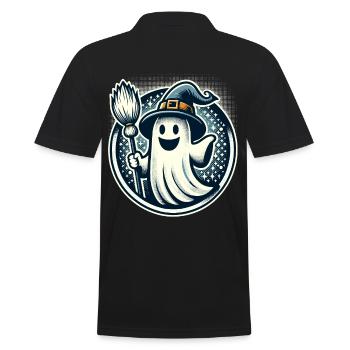 Funny Witch Spirit Witch Broom Vintage Art Style - Men's Polo Shirt - black - Back - Kai (181cm)