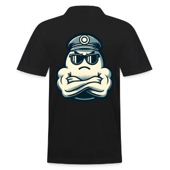 hCool Ghost Muscular Bodybuilder Halloween Party - Männer Poloshirt - Schwarz - Hinten - Kai (181cm)