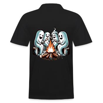 Funny Halloween ghosts at the campfire - Men's Polo Shirt - black - Back - Kai (181cm)