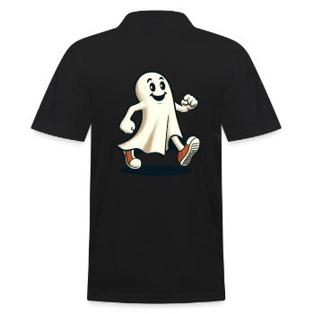 Funny Vintage Ghost Retro Art Style Halloween - Men's Polo Shirt - black - Back - Kai (181cm)
