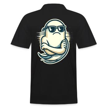 Cool Ghost Vintage Art Style Halloween Party - Männer Poloshirt - Schwarz - Hinten - Kai (181cm)