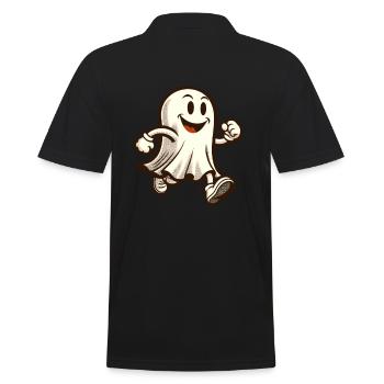 Lustiger Vintage Geist Retro Kunststil Halloween - Männer Poloshirt - Schwarz - Hinten - Kai (181cm)