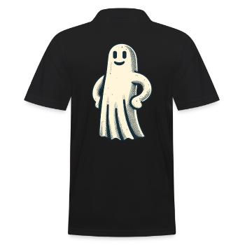 Lustiger Vintage Geist Retro Art Style Halloween - Männer Poloshirt - Schwarz - Hinten - Kai (181cm)