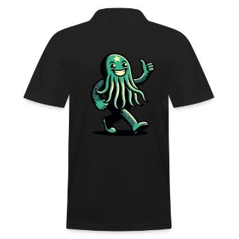 Lustig Glücklicher Cthulhu Lustiges Cthulhu - Männer Poloshirt - Schwarz - Hinten - Kai (181cm)