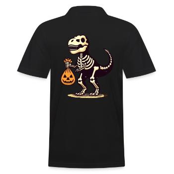 T Rex Dinosaurier Skelett Halloween Kostüm Deko - Männer Poloshirt - Schwarz - Hinten - Kai (181cm)