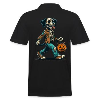 Undead Zombie Dog Trick or Treat Halloween - Men's Polo Shirt - black - Back - Kai (181cm)