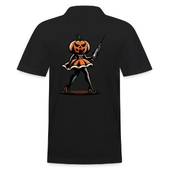 Funny pumpkin nurse geriatric nurse - Men's Polo Shirt - black - Back - Kai (181cm)