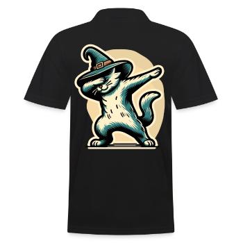 Dabbende Hexen Katze Dabbing Haustier Halloween - Männer Poloshirt - Schwarz - Hinten - Kai (181cm)