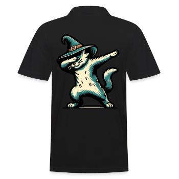 Dabbende Hexen Katze Dabbing Haustier Gruseliges - Männer Poloshirt - Schwarz - Hinten - Kai (181cm)