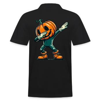 Dabbing Halloween Pumpkin Funny Dabbing Pumpkin - Men's Polo Shirt - black - Back - Kai (181cm)