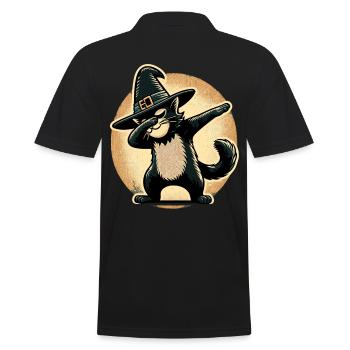 Dabbende Hexen Katze Dabbing Haustier Halloween - Männer Poloshirt - Schwarz - Hinten - Kai (181cm)
