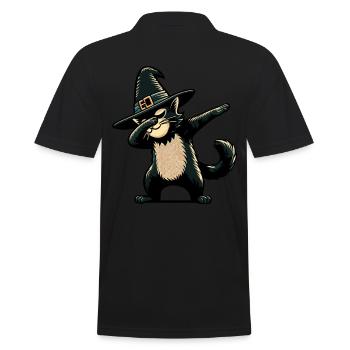 Dabbende Hexen Katze Lustiger Katzenliebhaber - Männer Poloshirt - Schwarz - Hinten - Kai (181cm)