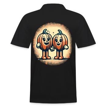 Cute Pumpkin Twins Halloween Costume Decoration - Men's Polo Shirt - black - Back - Kai (181cm)