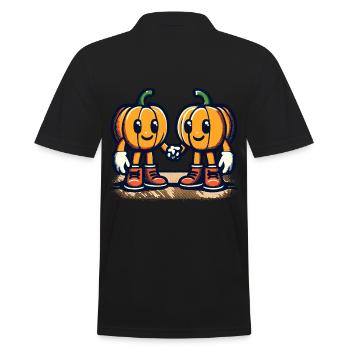 Cute Pumpkin Twins Halloween Costume - Men's Polo Shirt - black - Back - Kai (181cm)