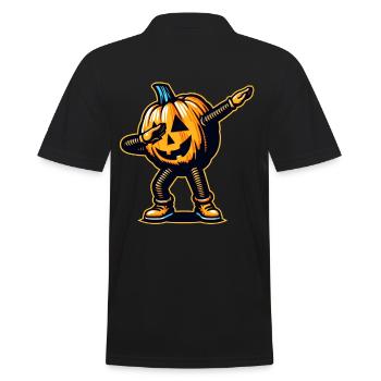 Dabbing Halloween Pumpkin Funny Dabbing Pumpkin - Men's Polo Shirt - black - Back - Kai (181cm)