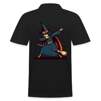 Dabbende Hexe Lustige Halloween Hexe - Männer Poloshirt - Schwarz - Hinten - Kai (181cm)