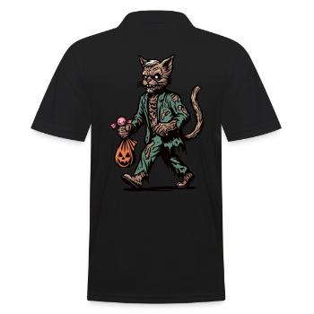 Chat zombie mort-vivant Halloween - Polo Homme - noir - Dos - Kai (181cm)
