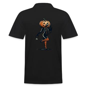 Funny pumpkin nurse geriatric nurse - Men's Polo Shirt - black - Back - Kai (181cm)