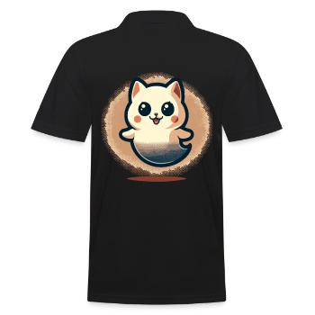 Niedliche Geister Katze Kawaii Geist Haustier - Männer Poloshirt - Schwarz - Hinten - Kai (181cm)