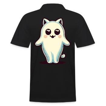 Niedliche Geister Katze Kawaii Geist Haustier - Männer Poloshirt - Schwarz - Hinten - Kai (181cm)