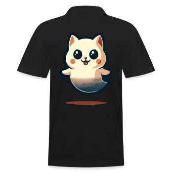 Niedliche Geister Katze Kawaii Geist Haustier - Männer Poloshirt - Schwarz - Hinten - Kai (181cm)
