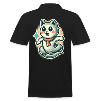 Niedliche Geister Katze Kawaii Geist Haustier - Männer Poloshirt - Schwarz - Hinten - Kai (181cm)