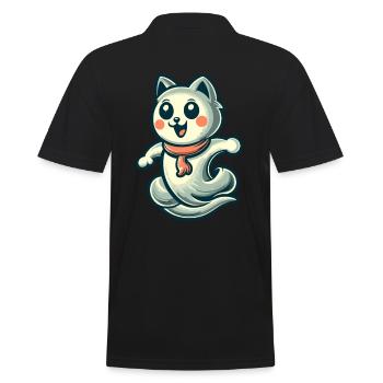 Niedliche Geister Katze Kawaii Geist Haustier - Männer Poloshirt - Schwarz - Hinten - Kai (181cm)