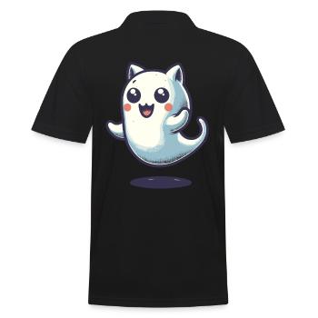 Niedliche Geister Katze Kawaii Geist Haustier - Männer Poloshirt - Schwarz - Hinten - Kai (181cm)