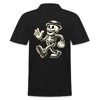Squelette d’os d’Halloween de dessin animé vintage rétro - Polo Homme - noir - Dos - Kai (181cm)