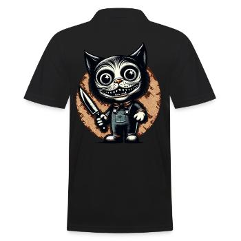 Creepy Cat Psycho Pet Halloween Decoration - Men's Polo Shirt - black - Back - Kai (181cm)