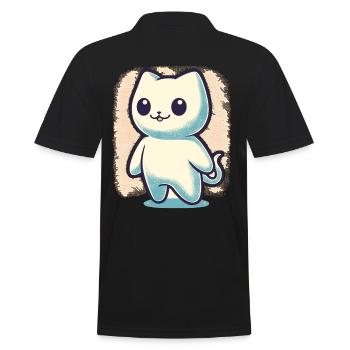 Niedliche Geister Katze Kawaii Geist Haustier - Männer Poloshirt - Schwarz - Hinten - Kai (181cm)