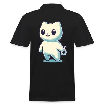 Niedliche Geister Katze Kawaii Geist Haustier - Männer Poloshirt - Schwarz - Hinten - Kai (181cm)