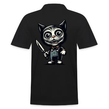 Creepy Cat Psycho Pet Halloween Decoration - Men's Polo Shirt - black - Back - Kai (181cm)