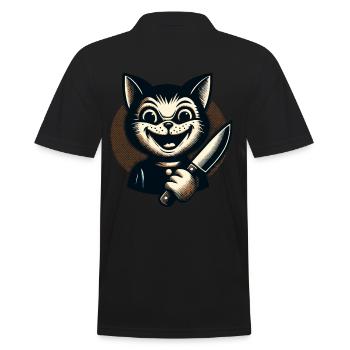 Creepy Cat Psycho Pet Halloween Decoration - Men's Polo Shirt - black - Back - Kai (181cm)