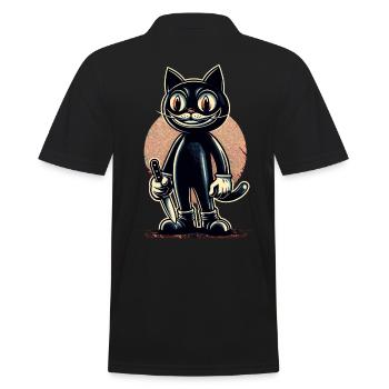 Creepy Cat Psycho Pet Halloween Decoration - Men's Polo Shirt - black - Back - Kai (181cm)