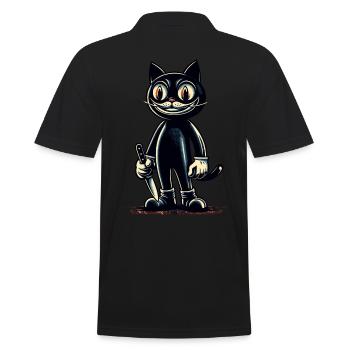 Creepy Cat Psycho Pet Halloween Decoration - Men's Polo Shirt - black - Back - Kai (181cm)