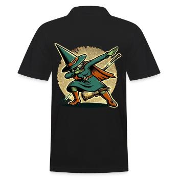 Dabbing Witch Halloween Costume Decoration - Men's Polo Shirt - black - Back - Kai (181cm)