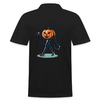 Lustige Kürbis Krankenschwester Altenpfleger - Männer Poloshirt - Schwarz - Hinten - Kai (181cm)